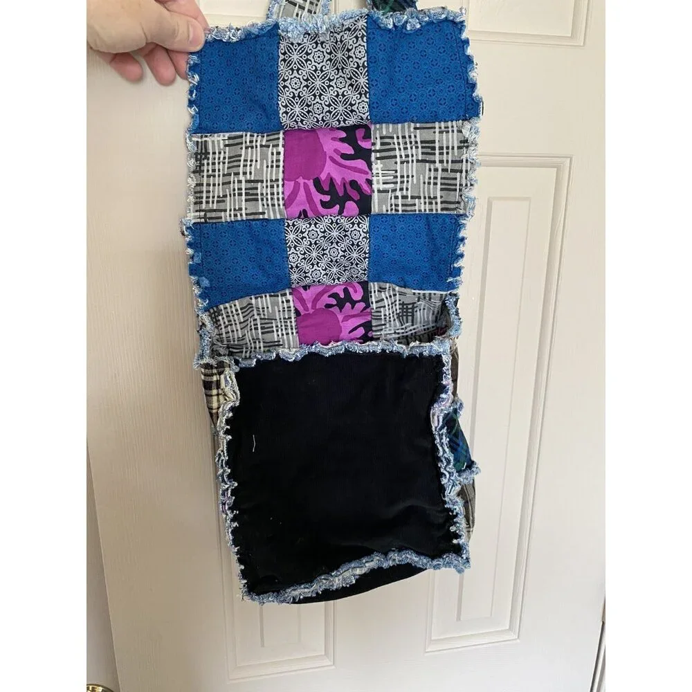Boho Crossbody Shoulder Bag Purse Colorful Patchwork Green Blue Black - Picture 13 of 14